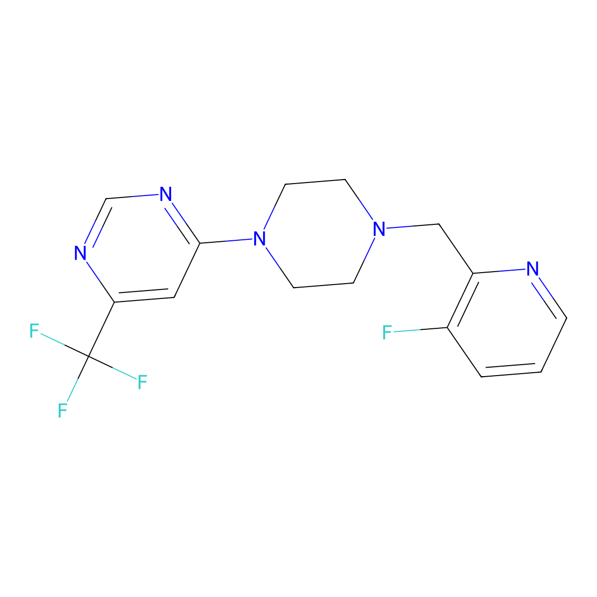 4-{4-[(3-Fluoropyridin-2-yl)methyl]piperazin-1-yl}-6-(trifluoromethyl)pyrimidine molecular structure, CAS 2877657-22-0