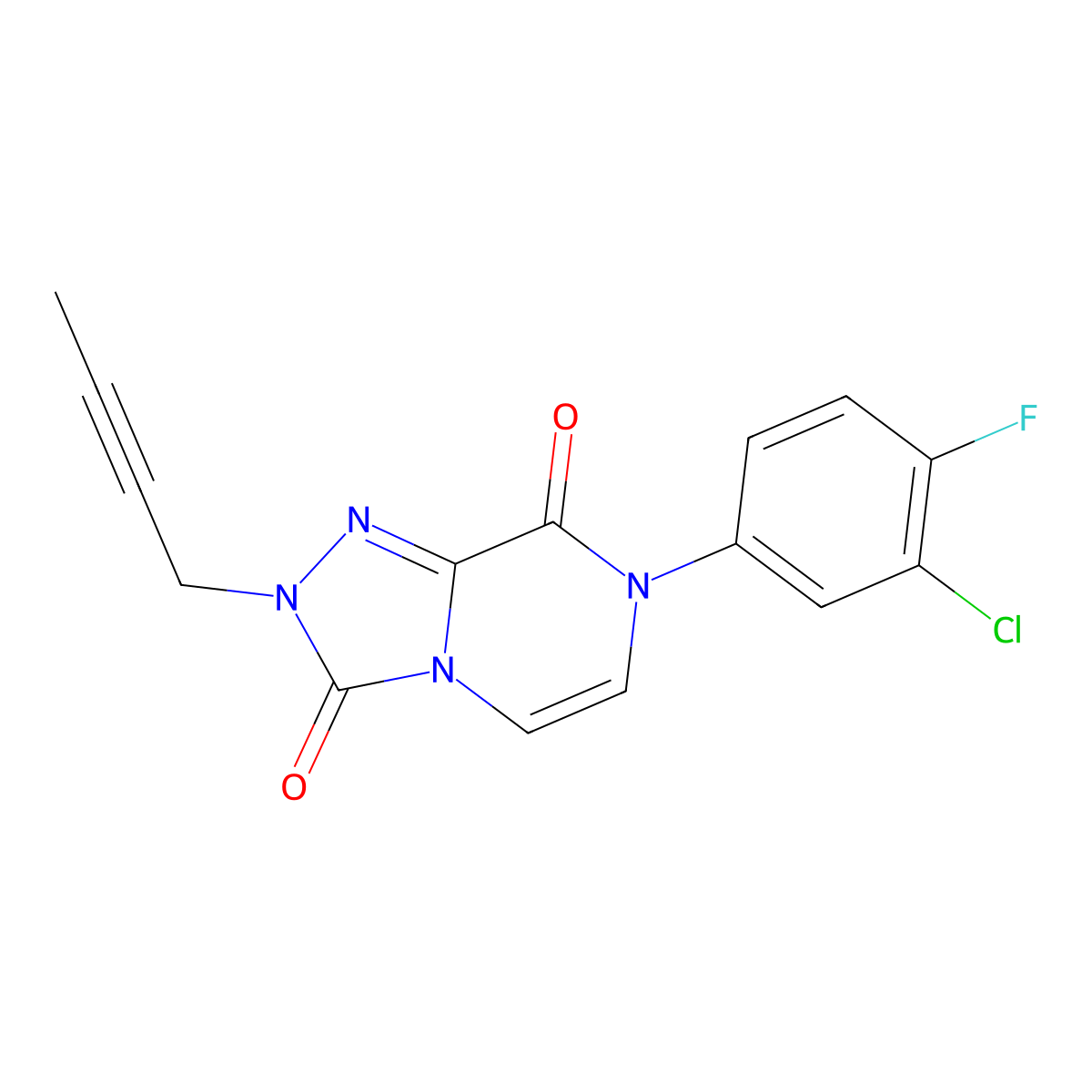 2-(but-2-yn-1-yl)-7-(3-chloro-4-fluorophenyl)-2H,3H,7H,8H-[1,2,4]triazolo[4,3-a]pyrazine-3,8-dione molecular structure, CAS 2877657-24-2