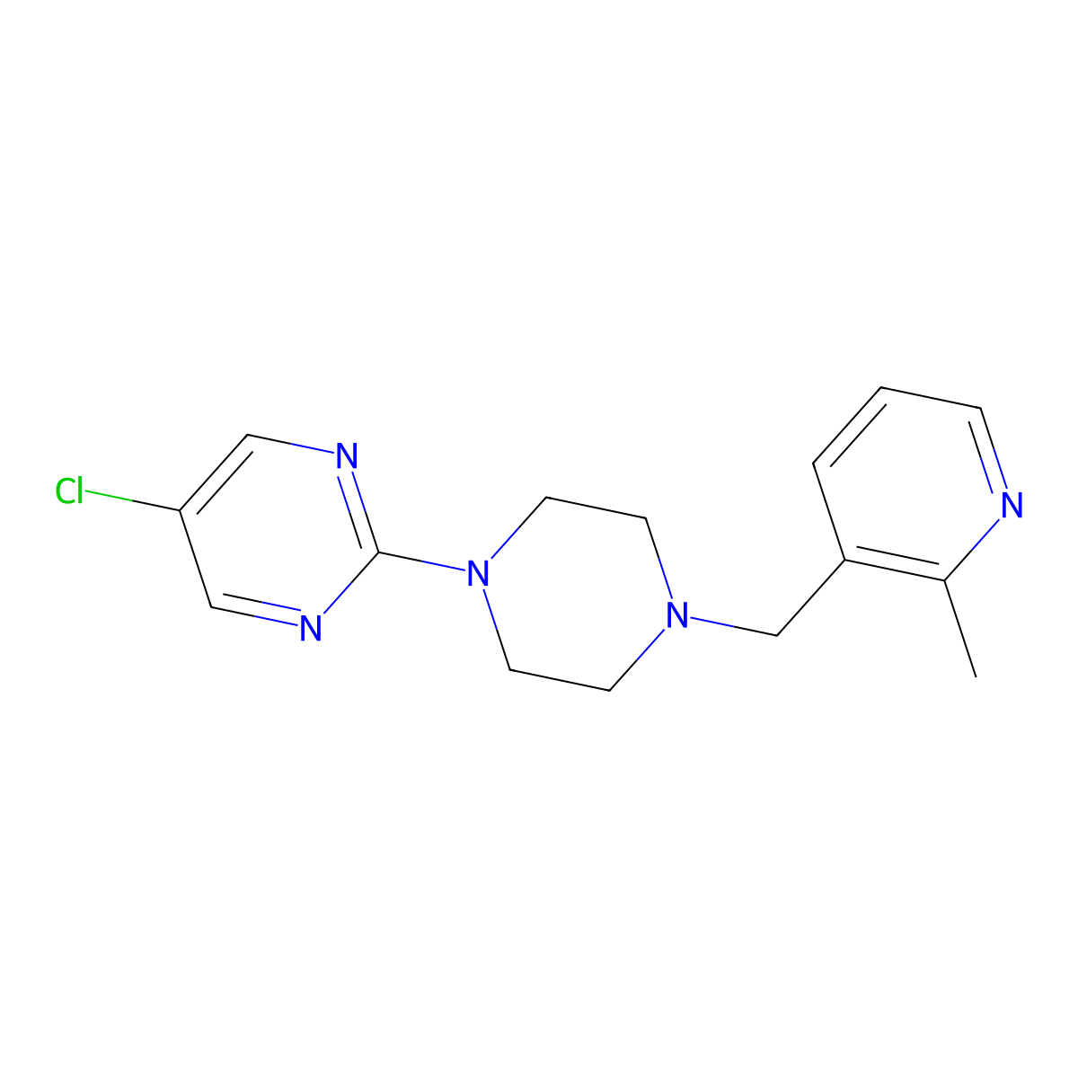 5-Chloro-2-{4-[(2-methylpyridin-3-yl)methyl]piperazin-1-yl}pyrimidine molecular structure, CAS 2877657-36-6