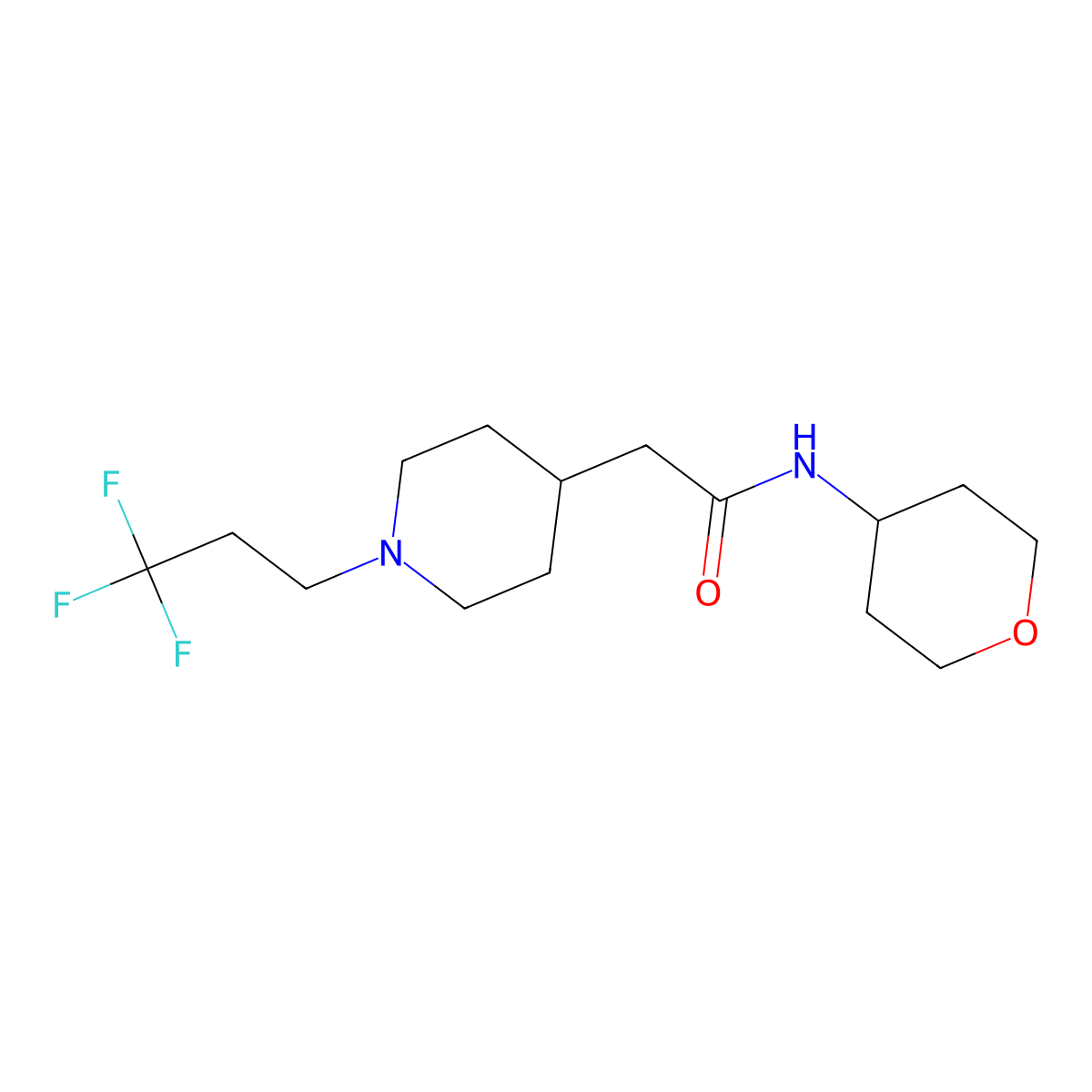 N-(oxan-4-yl)-2-[1-(3,3,3-trifluoropropyl)piperidin-4-yl]acetamide molecular structure, CAS 2877657-37-7