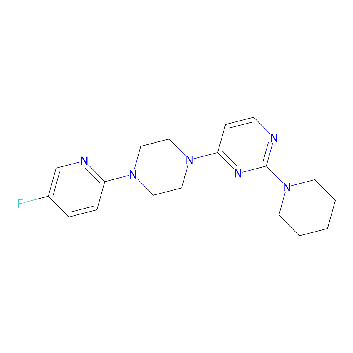 4-[4-(5-Fluoropyridin-2-yl)piperazin-1-yl]-2-(piperidin-1-yl)pyrimidine molecular structure, CAS 2877657-39-9