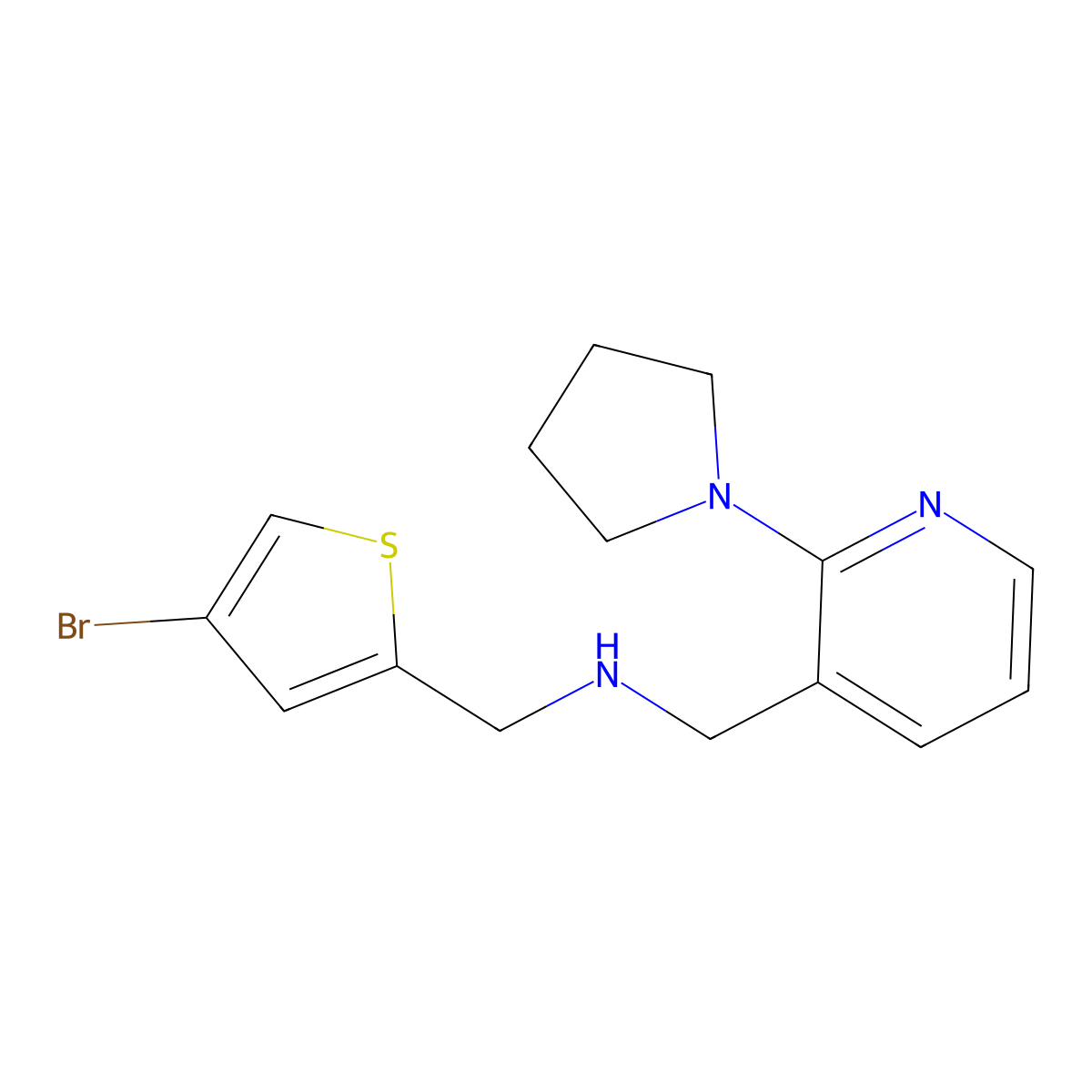 [(4-Bromothiophen-2-yl)methyl]({[2-(pyrrolidin-1-yl)pyridin-3-yl]methyl})amine molecular structure, CAS 2877657-42-4