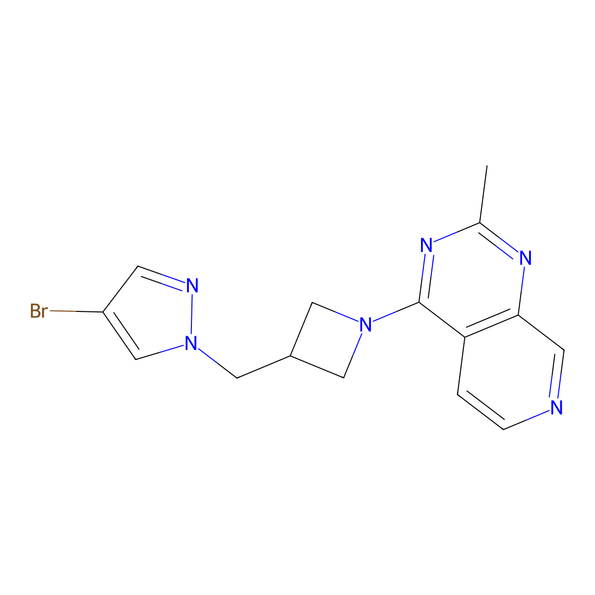 4-bromo-1-[(1-{2-methylpyrido[3,4-d]pyrimidin-4-yl}azetidin-3-yl)methyl]-1H-pyrazole molecular structure, CAS 2877657-49-1