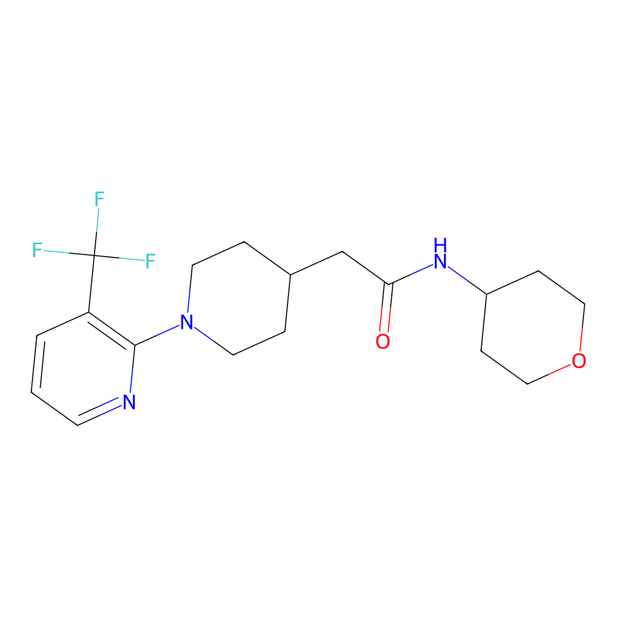 N-(oxan-4-yl)-2-{1-[3-(trifluoromethyl)pyridin-2-yl]piperidin-4-yl}acetamide molecular structure, CAS 2877657-50-4
