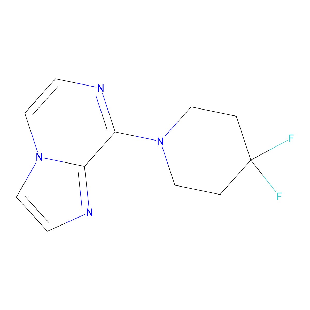 4,4-Difluoro-1-{imidazo[1,2-a]pyrazin-8-yl}piperidine molecular structure, CAS 2877657-56-0