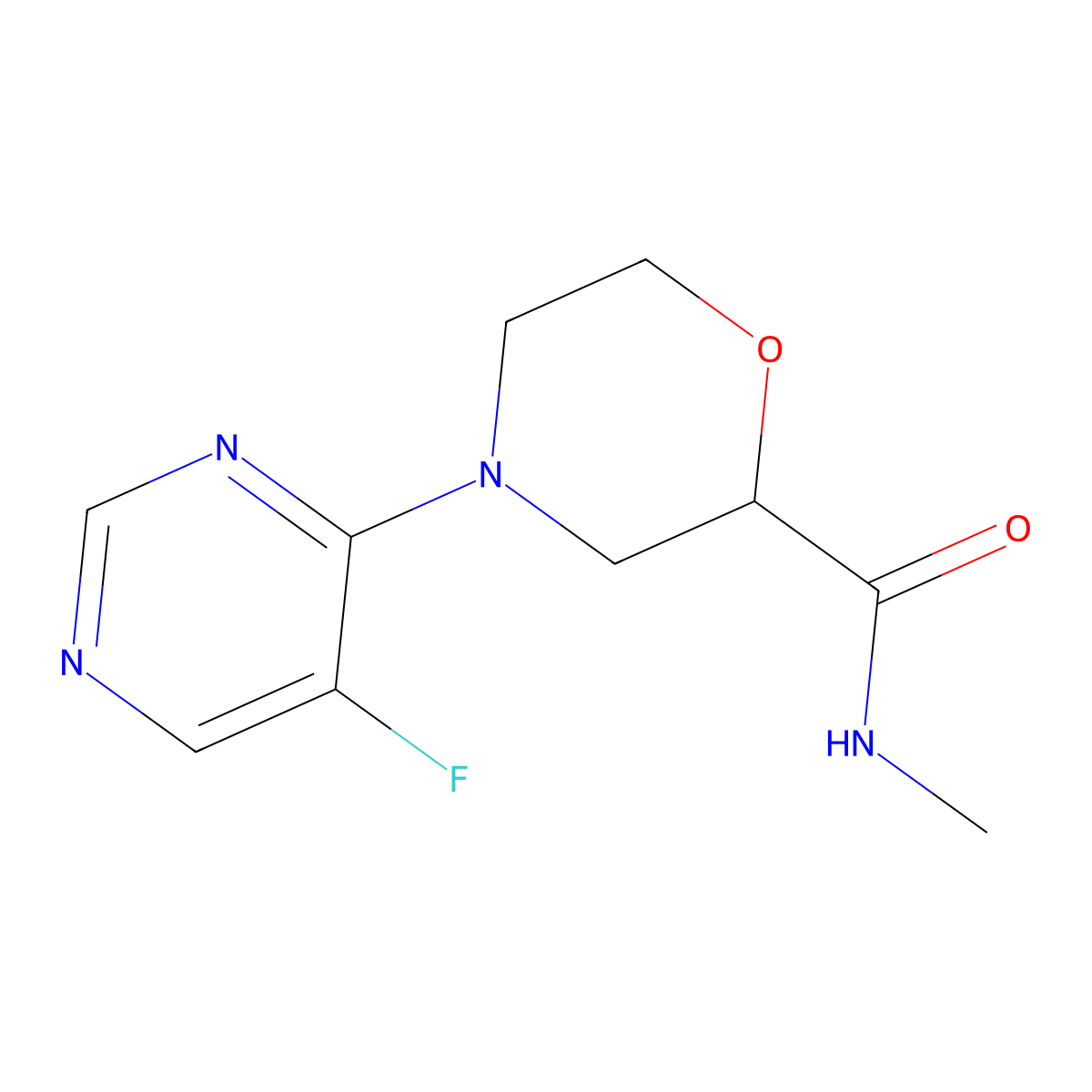 4-(5-fluoropyrimidin-4-yl)-N-methylmorpholine-2-carboxamide molecular structure, CAS 2877657-87-7