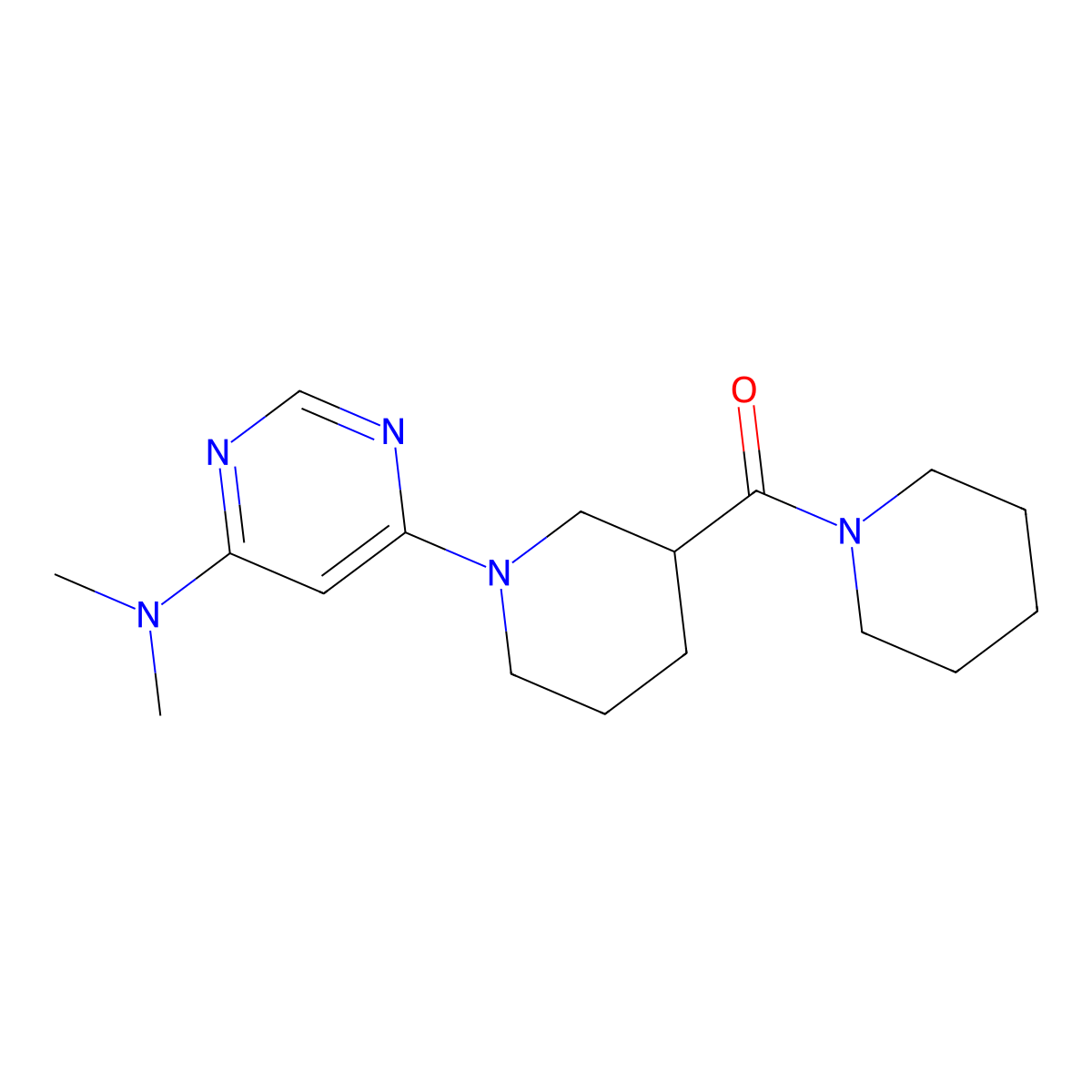 N,N-dimethyl-6-[3-(piperidine-1-carbonyl)piperidin-1-yl]pyrimidin-4-amine molecular structure, CAS 2877657-88-8