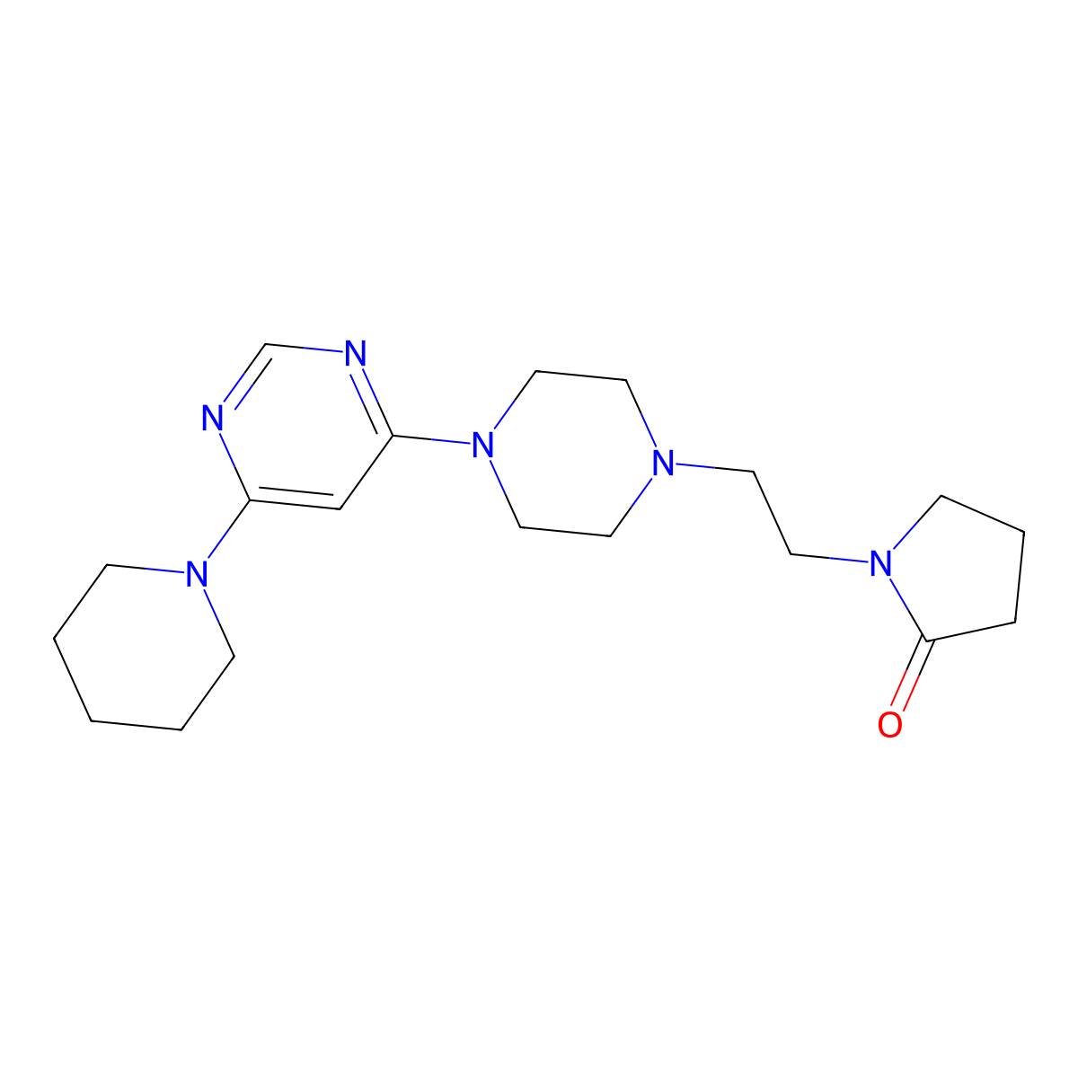1-(2-{4-[6-(Piperidin-1-yl)pyrimidin-4-yl]piperazin-1-yl}ethyl)pyrrolidin-2-one molecular structure, CAS 2877657-89-9