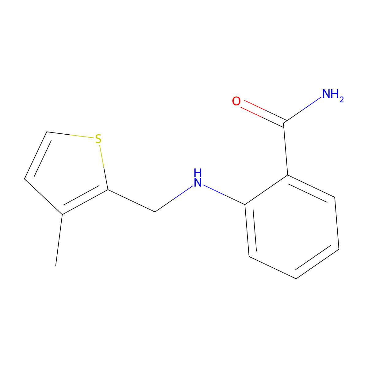 2-{[(3-Methylthiophen-2-yl)methyl]amino}benzamide molecular structure, CAS 2877657-99-1
