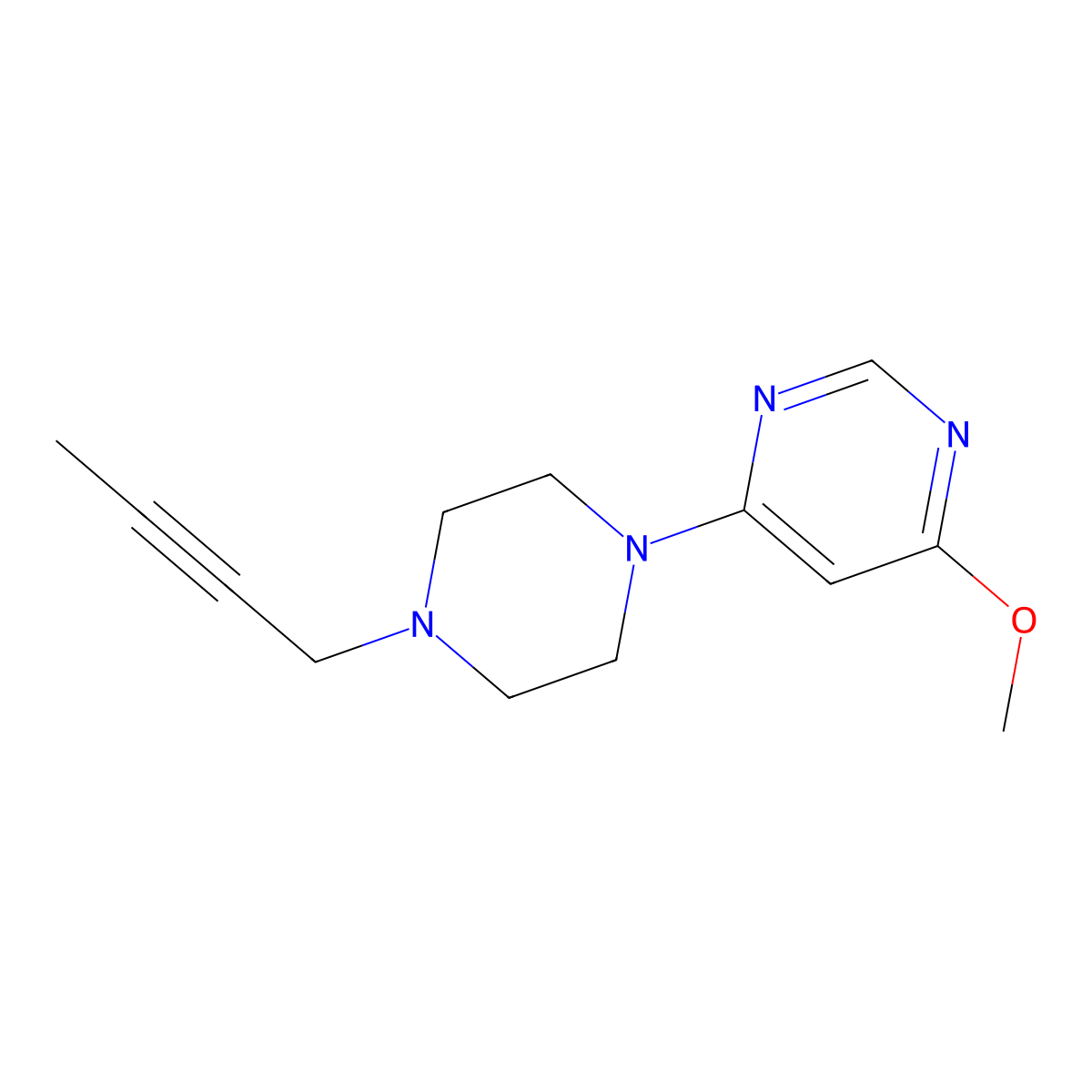 4-[4-(But-2-yn-1-yl)piperazin-1-yl]-6-methoxypyrimidine molecular structure, CAS 2877658-14-3