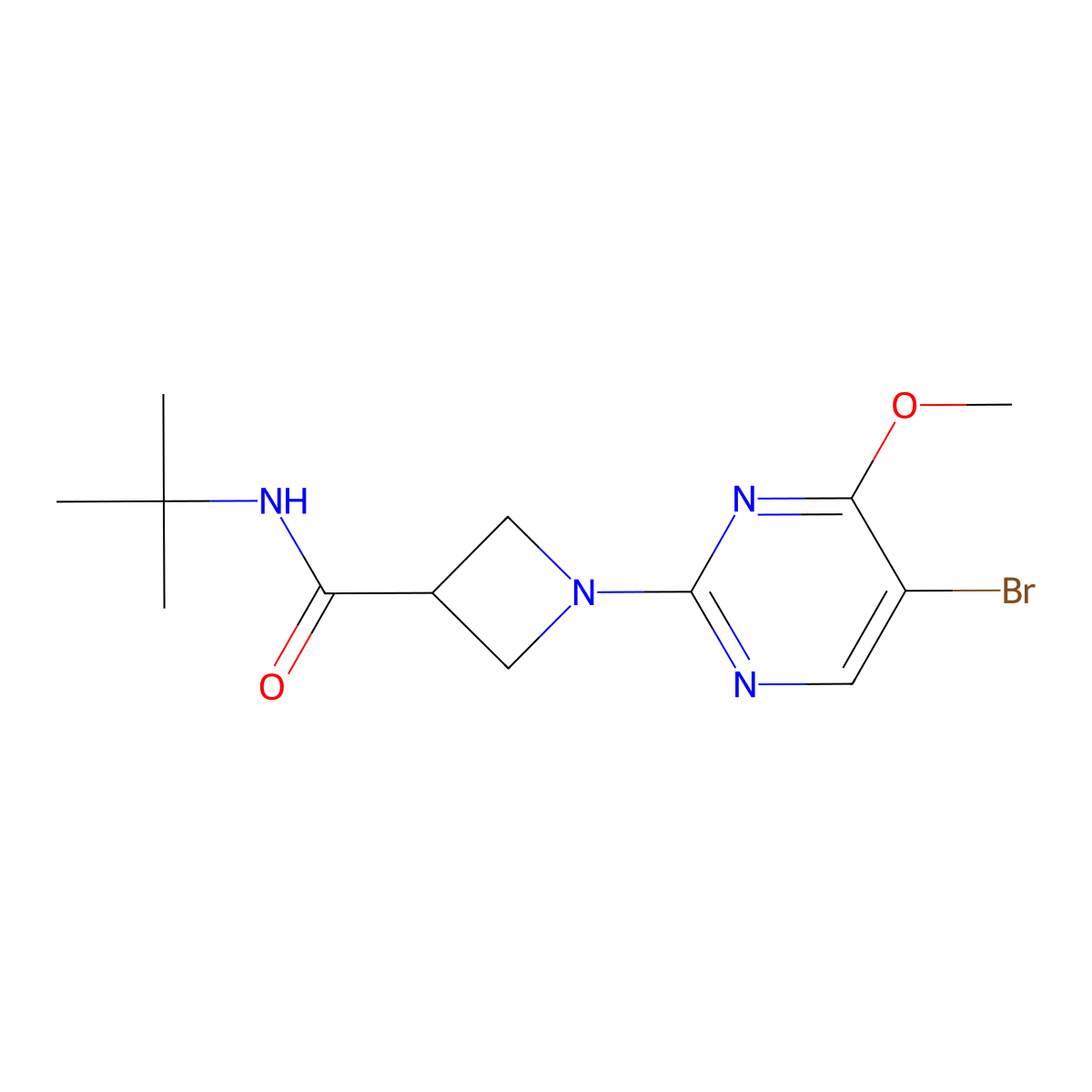 1-(5-bromo-4-methoxypyrimidin-2-yl)-N-tert-butylazetidine-3-carboxamide molecular structure, CAS 2877658-18-7