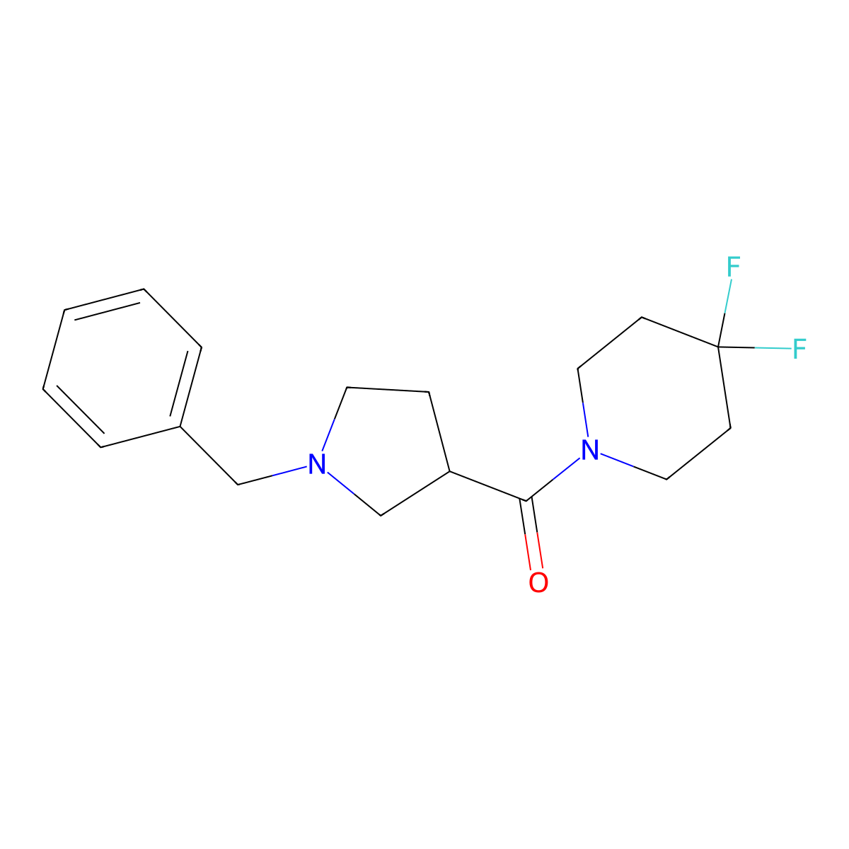 1-(1-Benzylpyrrolidine-3-carbonyl)-4,4-difluoropiperidine molecular structure, CAS 2877658-32-5