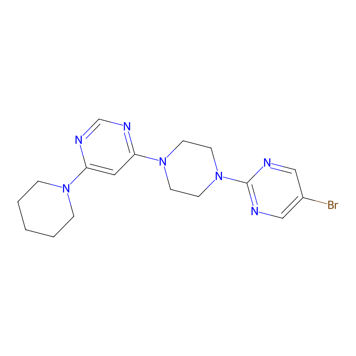 4-[4-(5-Bromopyrimidin-2-yl)piperazin-1-yl]-6-(piperidin-1-yl)pyrimidine molecular structure, CAS 2877658-35-8