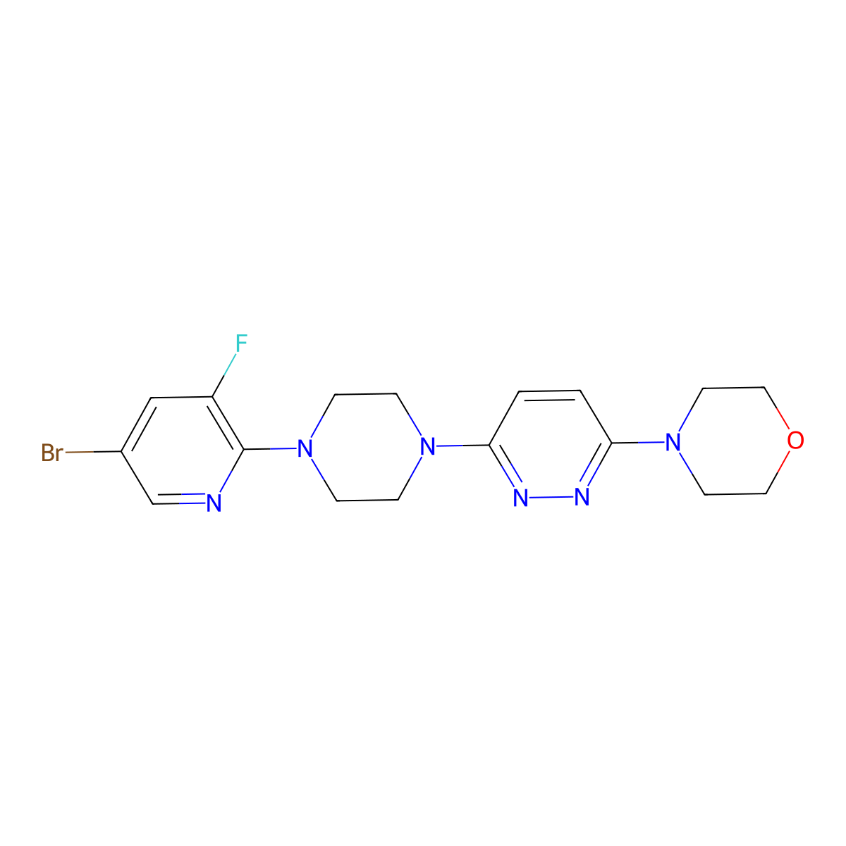 4-{6-[4-(5-Bromo-3-fluoropyridin-2-yl)piperazin-1-yl]pyridazin-3-yl}morpholine molecular structure, CAS 2877658-61-0