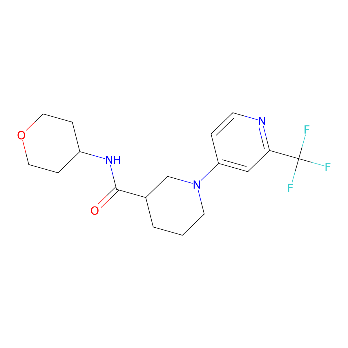 N-(oxan-4-yl)-1-[2-(trifluoromethyl)pyridin-4-yl]piperidine-3-carboxamide molecular structure, CAS 2877658-62-1