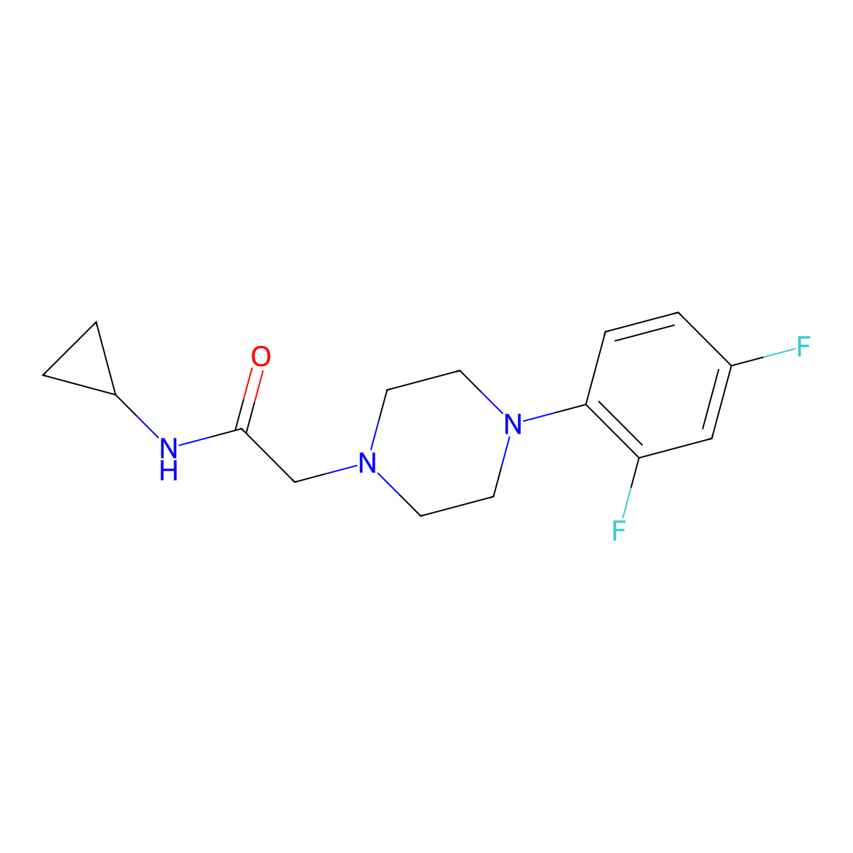 N-cyclopropyl-2-[4-(2,4-difluorophenyl)piperazin-1-yl]acetamide molecular structure, CAS 2877658-75-6