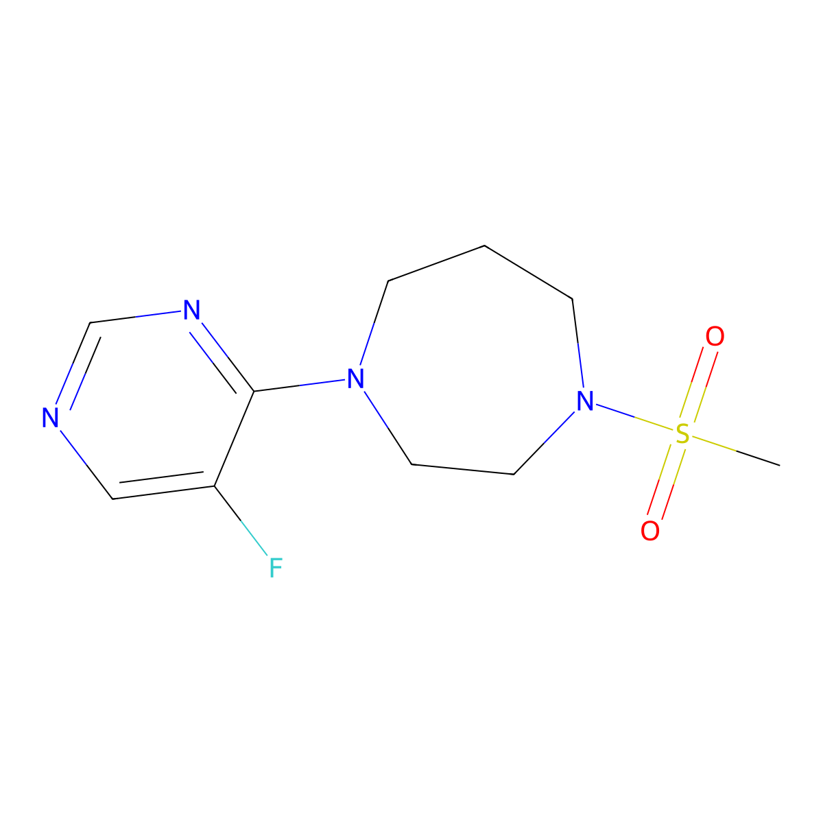 1-(5-Fluoropyrimidin-4-yl)-4-methanesulfonyl-1,4-diazepane molecular structure, CAS 2877658-79-0