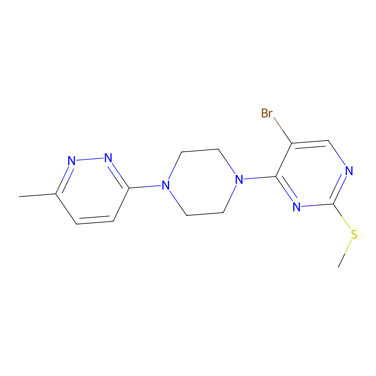 5-Bromo-4-[4-(6-methylpyridazin-3-yl)piperazin-1-yl]-2-(methylsulfanyl)pyrimidine molecular structure, CAS 2877658-85-8