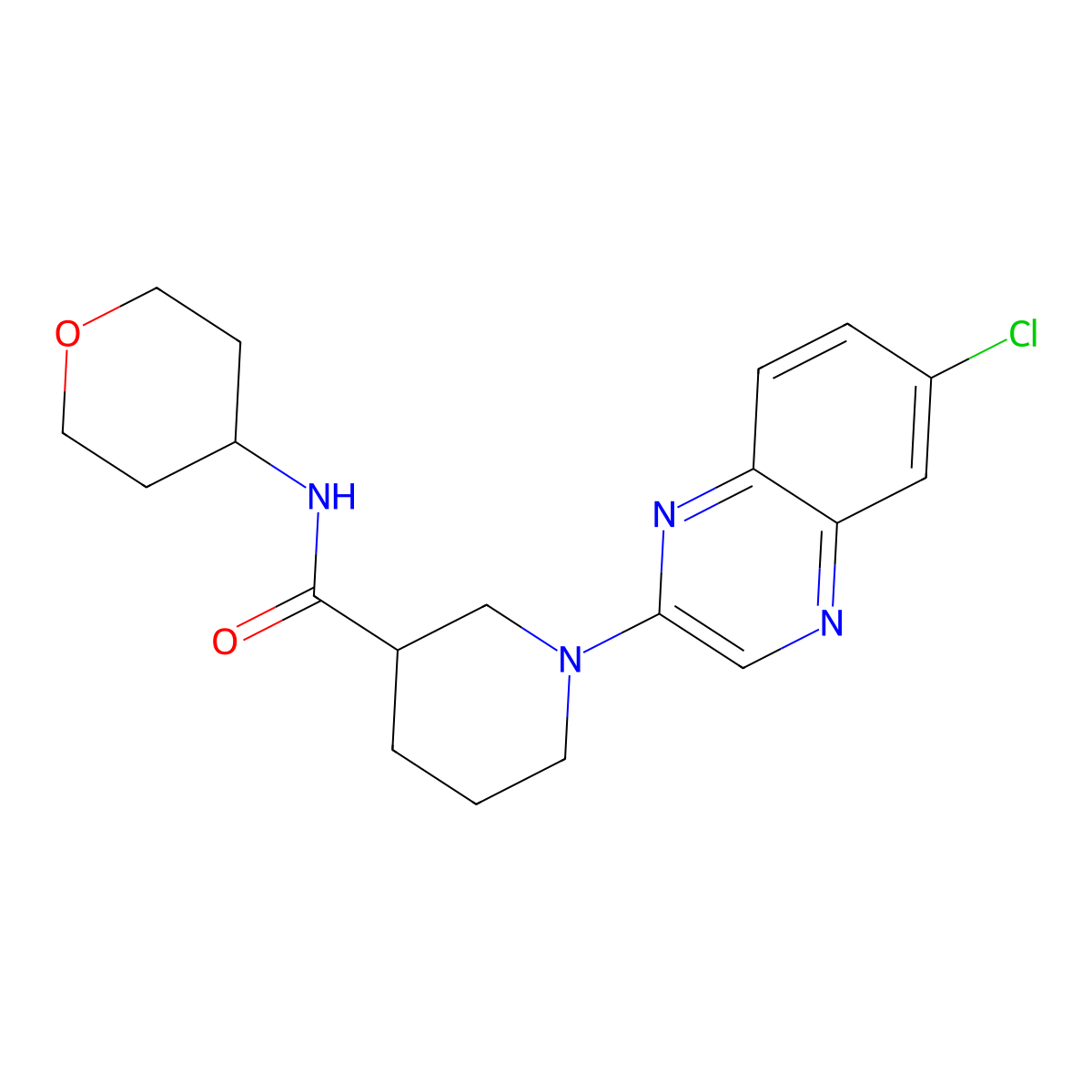 1-(6-chloroquinoxalin-2-yl)-N-(oxan-4-yl)piperidine-3-carboxamide molecular structure, CAS 2877658-88-1