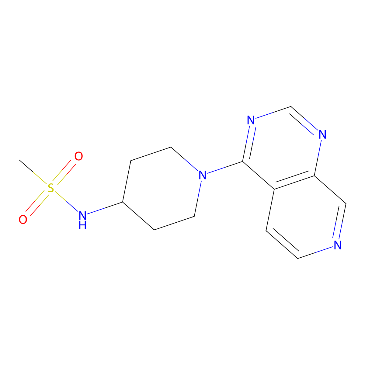 N-(1-{pyrido[3,4-d]pyrimidin-4-yl}piperidin-4-yl)methanesulfonamide molecular structure, CAS 2877658-92-7