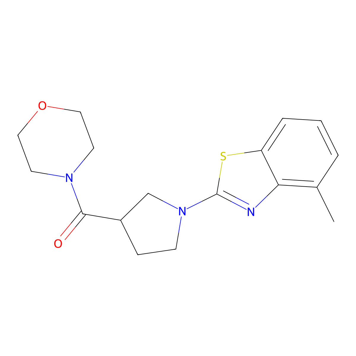 4-Methyl-2-[3-(morpholine-4-carbonyl)pyrrolidin-1-yl]-1,3-benzothiazole molecular structure, CAS 2877658-94-9