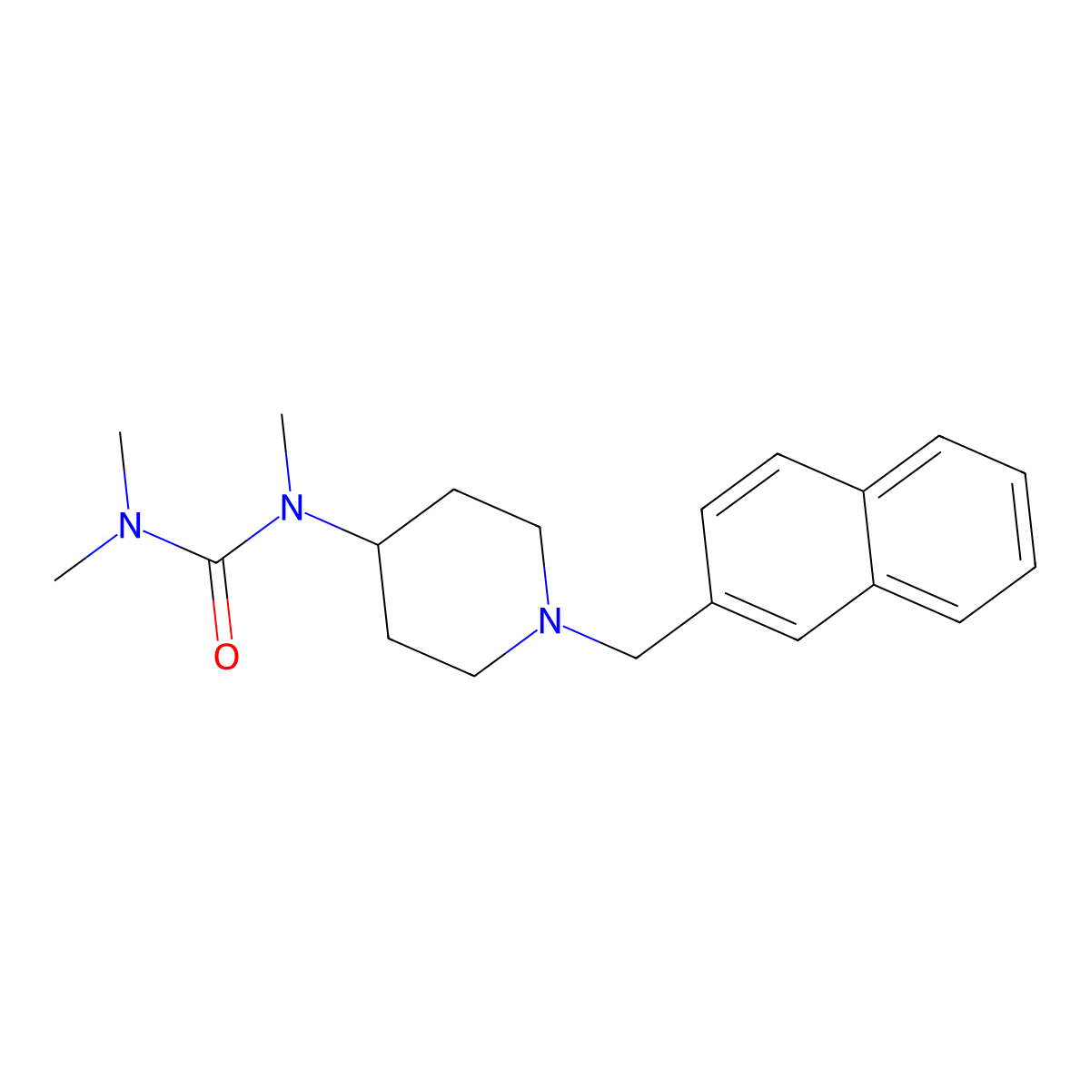 1,1,3-Trimethyl-3-[1-(naphthalen-2-ylmethyl)piperidin-4-yl]urea molecular structure, CAS 2877658-96-1