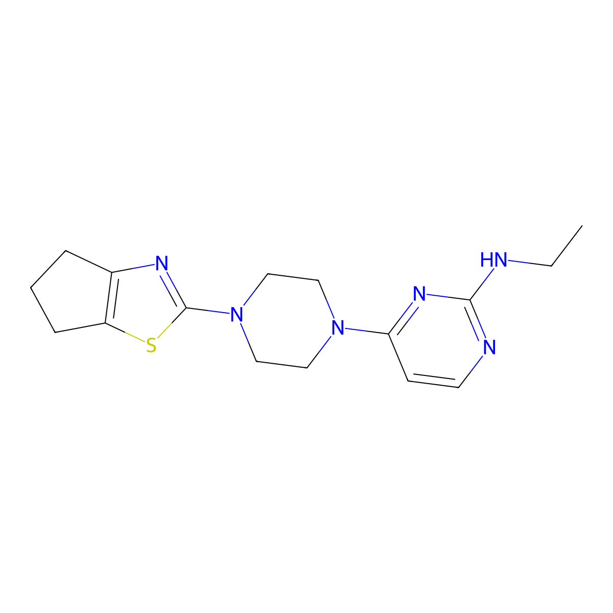 4-(4-{4H,5H,6H-cyclopenta[d][1,3]thiazol-2-yl}piperazin-1-yl)-N-ethylpyrimidin-2-amine molecular structure, CAS 2877658-98-3