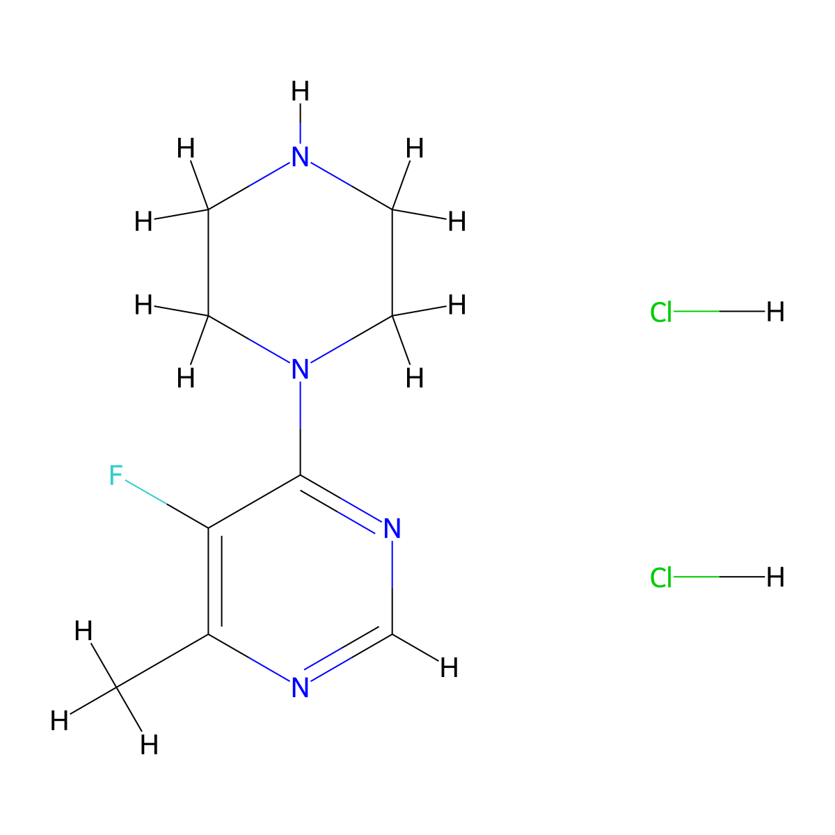 5-Fluoro-4-methyl-6-(piperazin-1-yl)pyrimidine dihydrochloride molecular structure, CAS 2877659-10-2