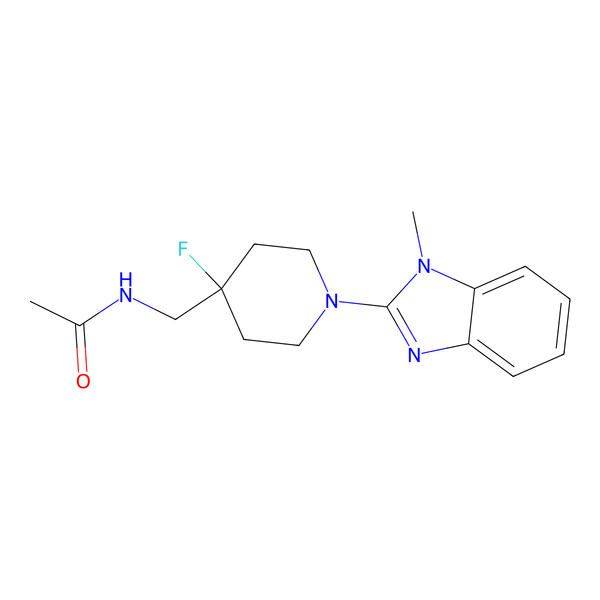 N-{[4-fluoro-1-(1-methyl-1H-1,3-benzodiazol-2-yl)piperidin-4-yl]methyl}acetamide molecular structure, CAS 2877659-18-0
