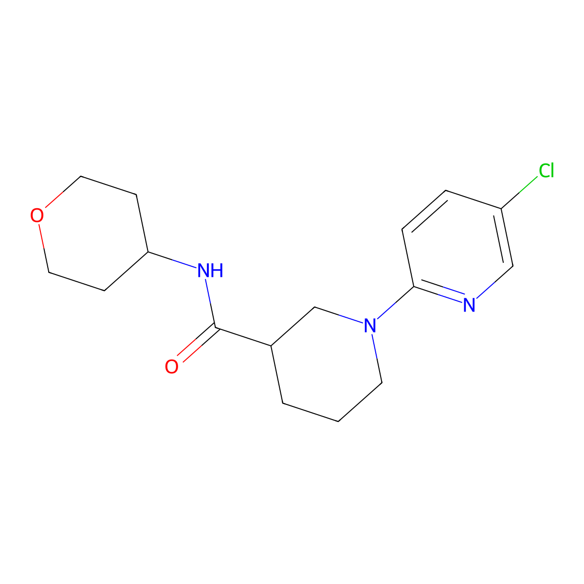 1-(5-chloropyridin-2-yl)-N-(oxan-4-yl)piperidine-3-carboxamide molecular structure, CAS 2877659-21-5