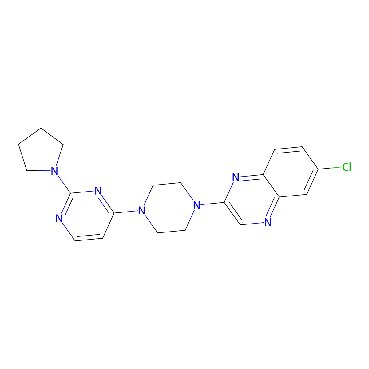 6-Chloro-2-{4-[2-(pyrrolidin-1-yl)pyrimidin-4-yl]piperazin-1-yl}quinoxaline molecular structure, CAS 2877659-22-6