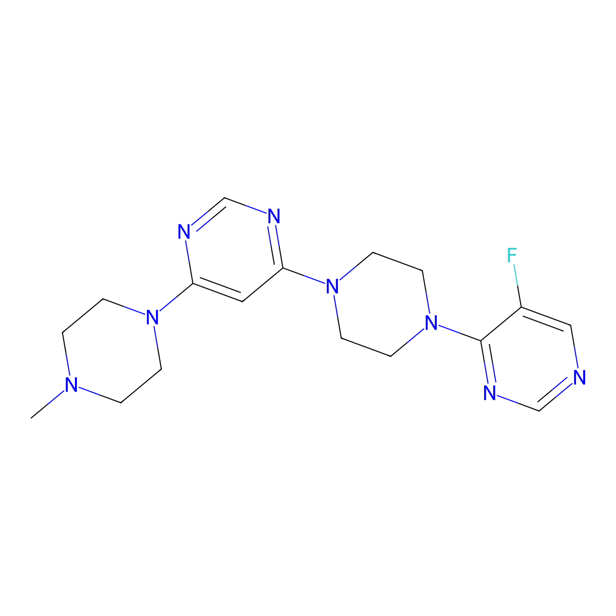 4-[4-(5-Fluoropyrimidin-4-yl)piperazin-1-yl]-6-(4-methylpiperazin-1-yl)pyrimidine molecular structure, CAS 2877659-23-7