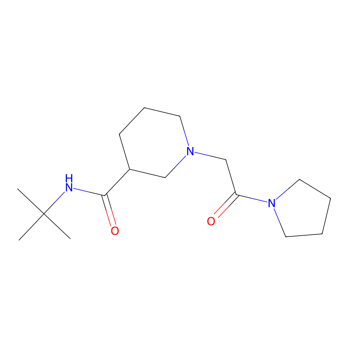 N-tert-butyl-1-[2-oxo-2-(pyrrolidin-1-yl)ethyl]piperidine-3-carboxamide molecular structure, CAS 2877659-27-1