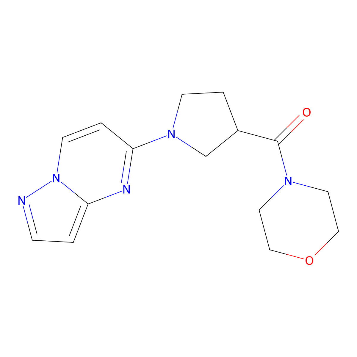 4-(1-{Pyrazolo[1,5-a]pyrimidin-5-yl}pyrrolidine-3-carbonyl)morpholine molecular structure, CAS 2877659-30-6