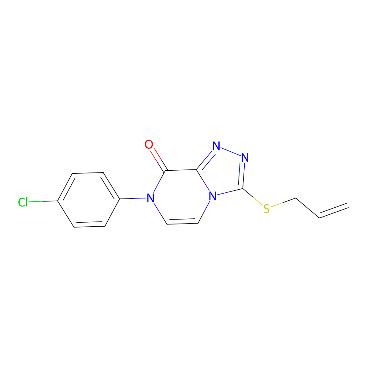 7-(4-chlorophenyl)-3-(prop-2-en-1-ylsulfanyl)-7H,8H-[1,2,4]triazolo[4,3-a]pyrazin-8-one molecular structure, CAS 2877659-33-9