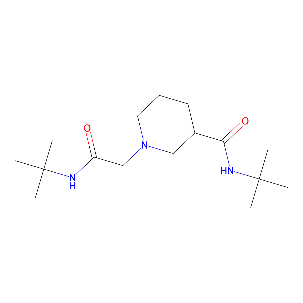 N-tert-butyl-1-[(tert-butylcarbamoyl)methyl]piperidine-3-carboxamide molecular structure, CAS 2877659-36-2