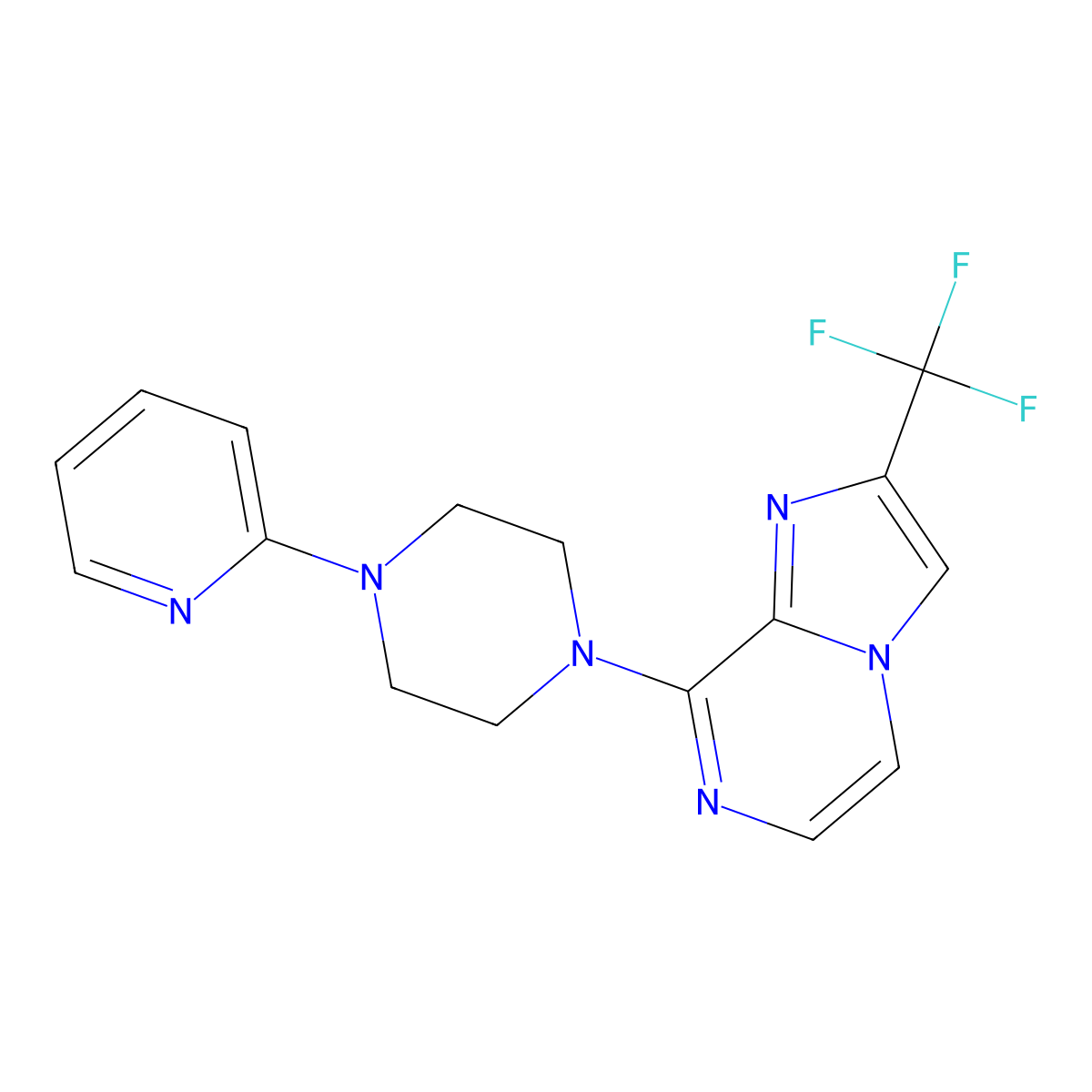 1-(Pyridin-2-yl)-4-[2-(trifluoromethyl)imidazo[1,2-a]pyrazin-8-yl]piperazine molecular structure, CAS 2877659-38-4
