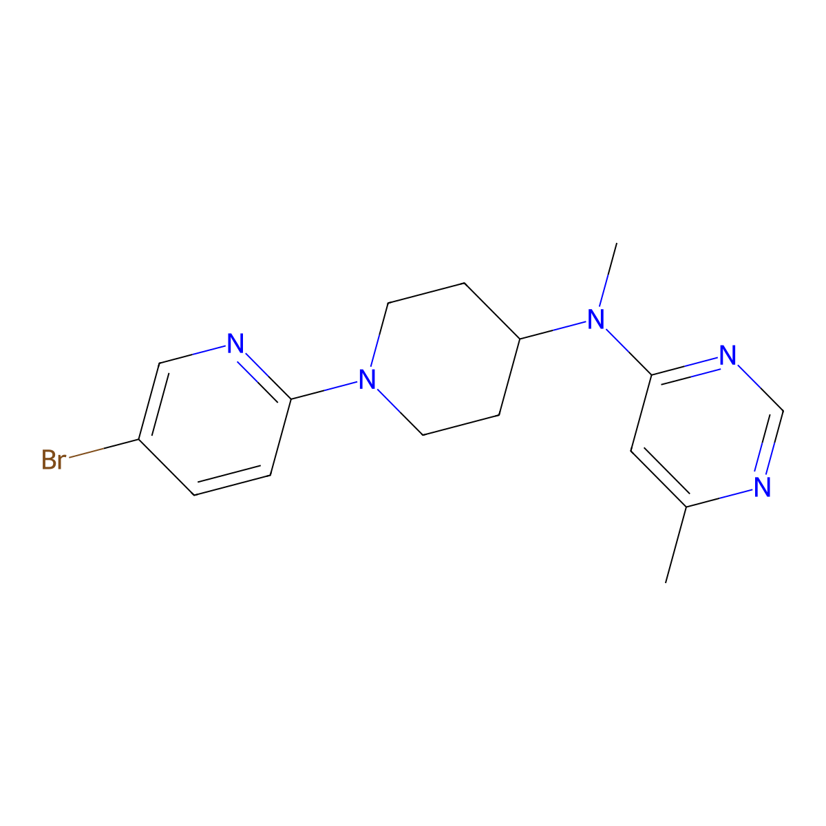 N-[1-(5-bromopyridin-2-yl)piperidin-4-yl]-N,6-dimethylpyrimidin-4-amine molecular structure, CAS 2877659-39-5