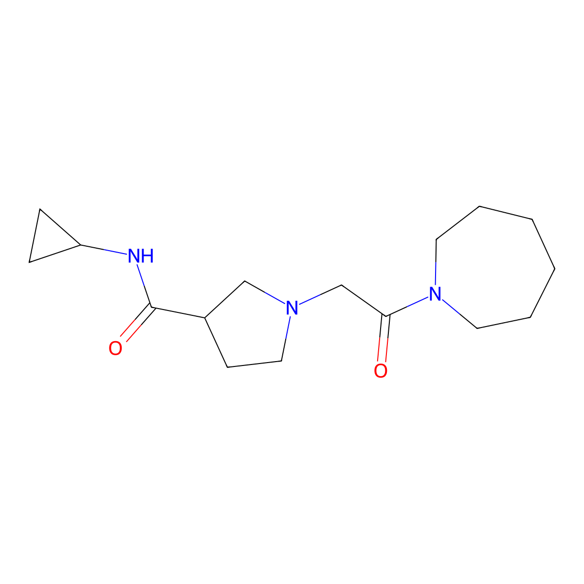 1-[2-(azepan-1-yl)-2-oxoethyl]-N-cyclopropylpyrrolidine-3-carboxamide molecular structure, CAS 2877659-44-2
