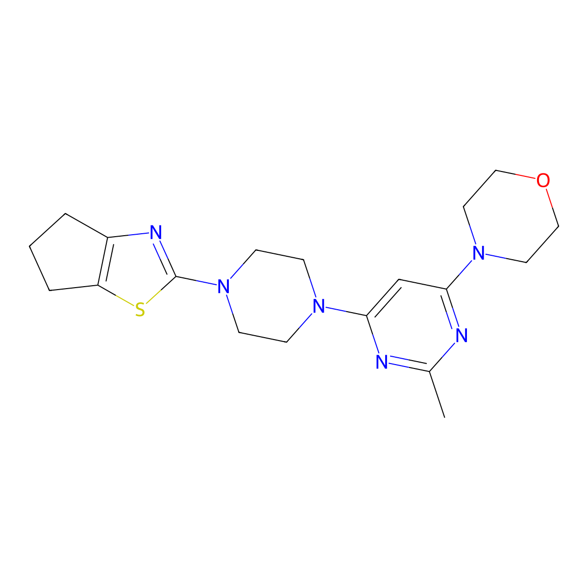 4-[6-(4-{4H,5H,6H-cyclopenta[d][1,3]thiazol-2-yl}piperazin-1-yl)-2-methylpyrimidin-4-yl]morpholine molecular structure, CAS 2877659-49-7