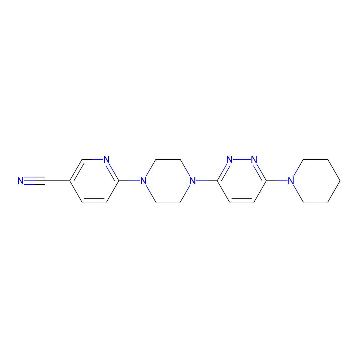 6-{4-[6-(Piperidin-1-yl)pyridazin-3-yl]piperazin-1-yl}pyridine-3-carbonitrile molecular structure, CAS 2877659-51-1