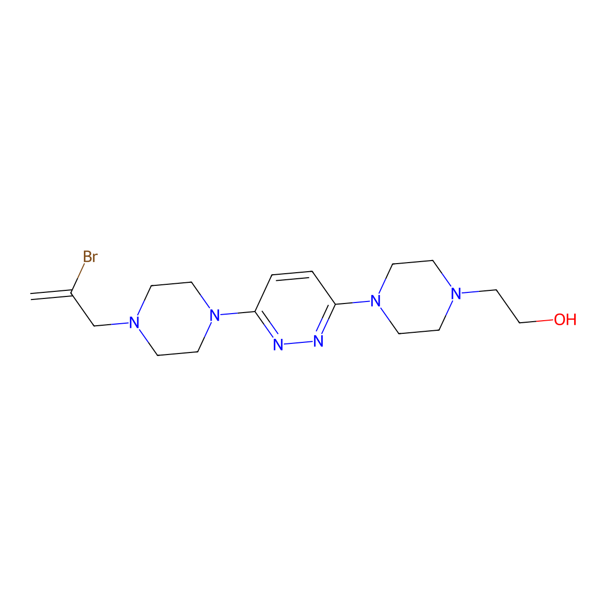 2-(4-{6-[4-(2-Bromoprop-2-en-1-yl)piperazin-1-yl]pyridazin-3-yl}piperazin-1-yl)ethan-1-ol molecular structure, CAS 2877659-54-4