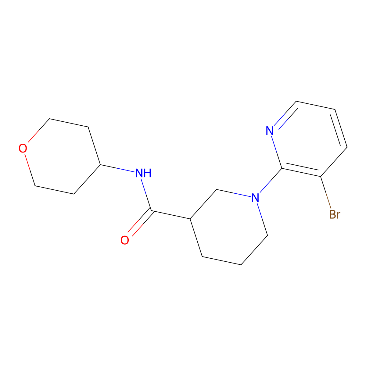 1-(3-bromopyridin-2-yl)-N-(oxan-4-yl)piperidine-3-carboxamide molecular structure, CAS 2877659-61-3