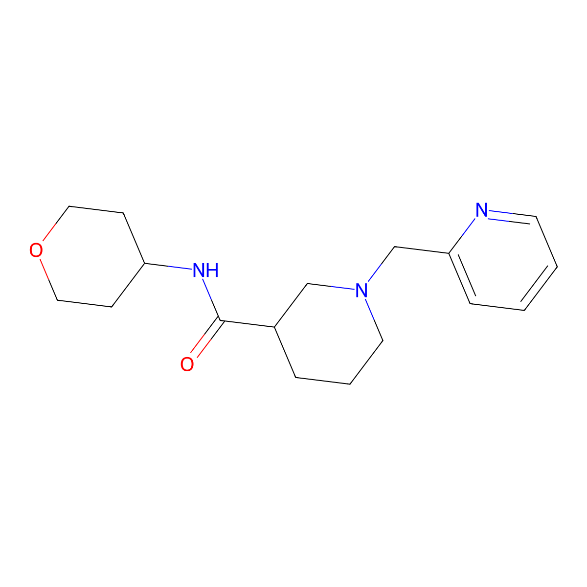 N-(oxan-4-yl)-1-[(pyridin-2-yl)methyl]piperidine-3-carboxamide molecular structure, CAS 2877659-63-5