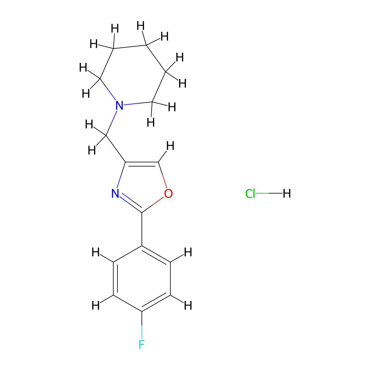 1-{[2-(4-Fluorophenyl)-1,3-oxazol-4-yl]methyl}piperidine molecular structure, CAS 2877659-67-9