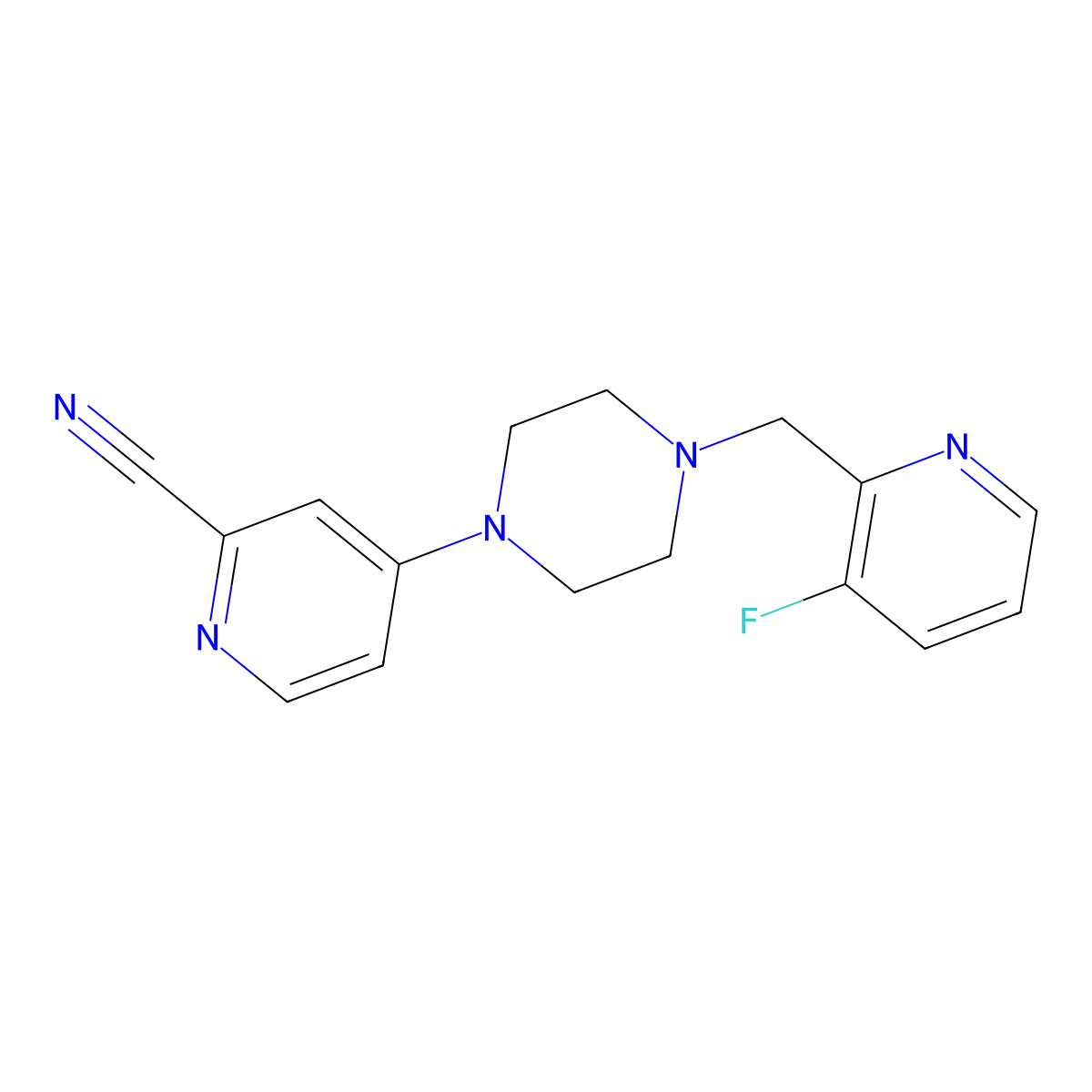 4-{4-[(3-Fluoropyridin-2-yl)methyl]piperazin-1-yl}pyridine-2-carbonitrile molecular structure, CAS 2877659-72-6