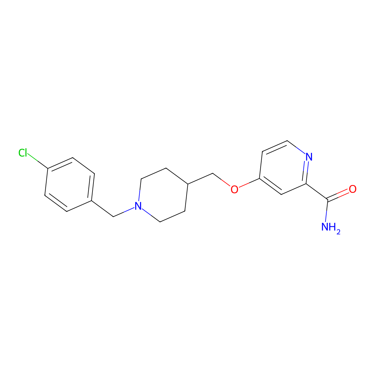 4-({1-[(4-Chlorophenyl)methyl]piperidin-4-yl}methoxy)pyridine-2-carboxamide molecular structure, CAS 2877659-74-8