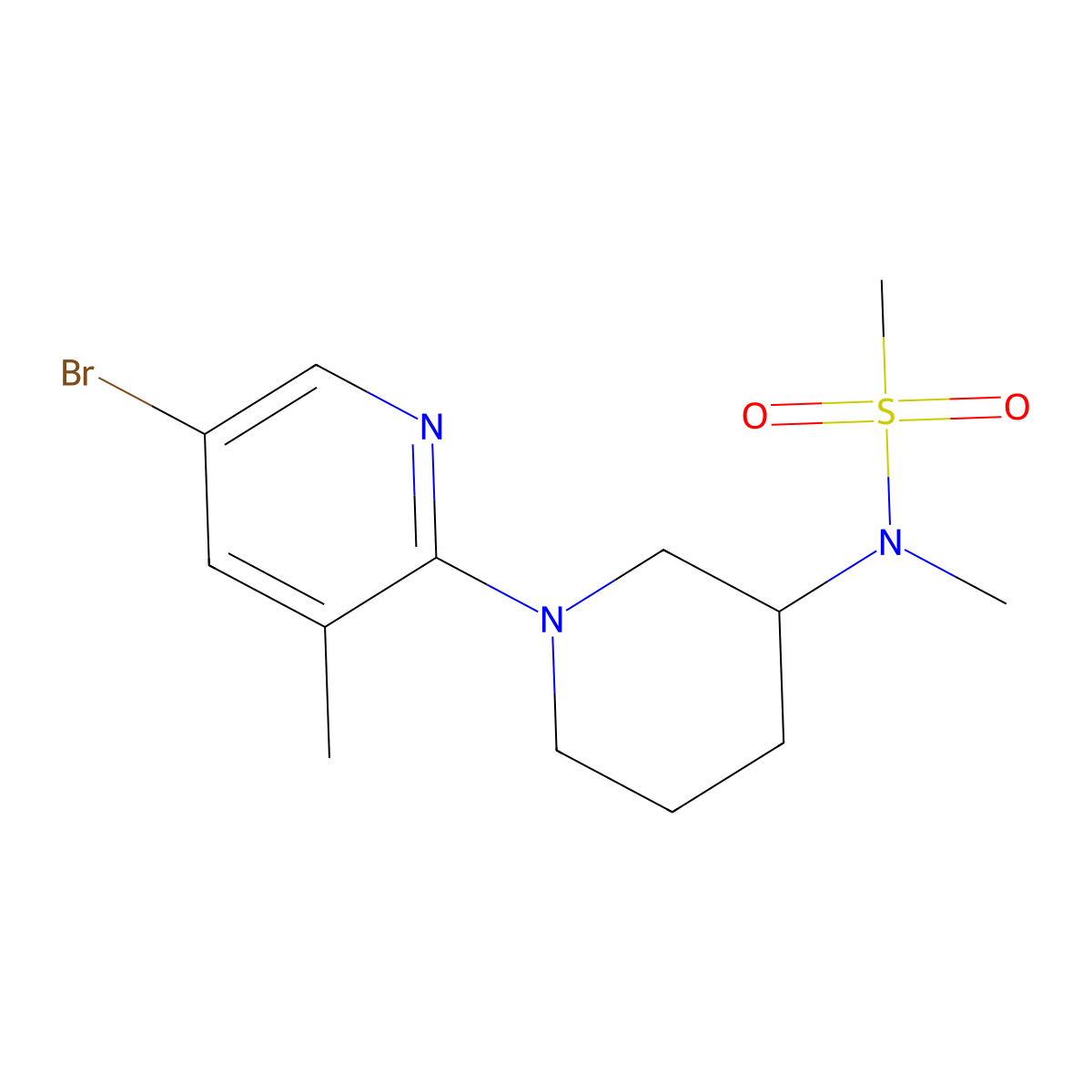 N-[1-(5-bromo-3-methylpyridin-2-yl)piperidin-3-yl]-N-methylmethanesulfonamide molecular structure, CAS 2877659-78-2