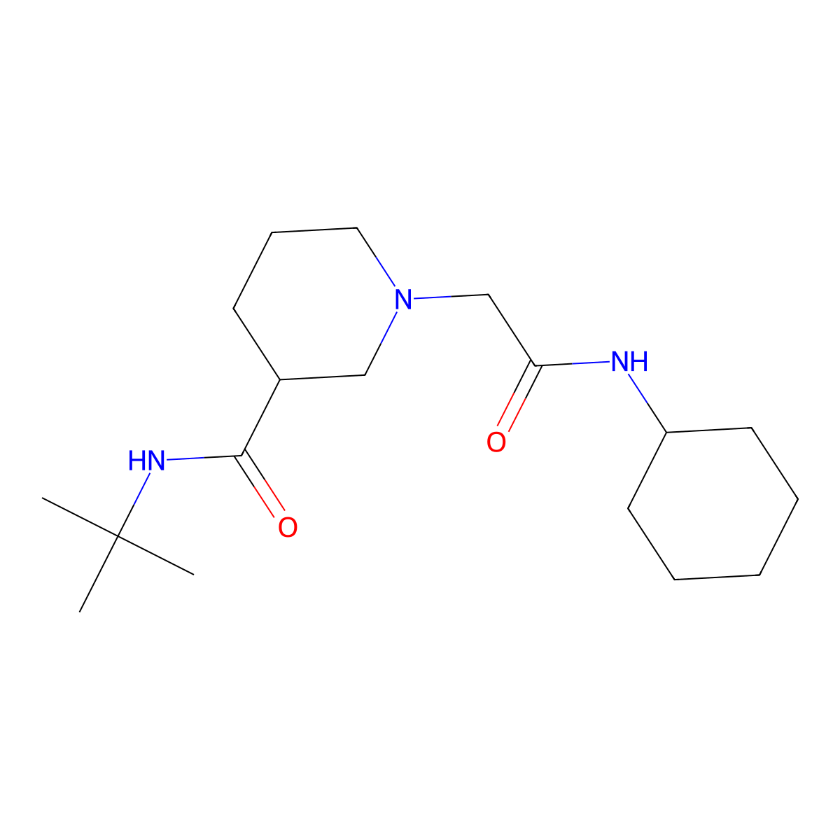 N-tert-butyl-1-[(cyclohexylcarbamoyl)methyl]piperidine-3-carboxamide molecular structure, CAS 2877659-80-6