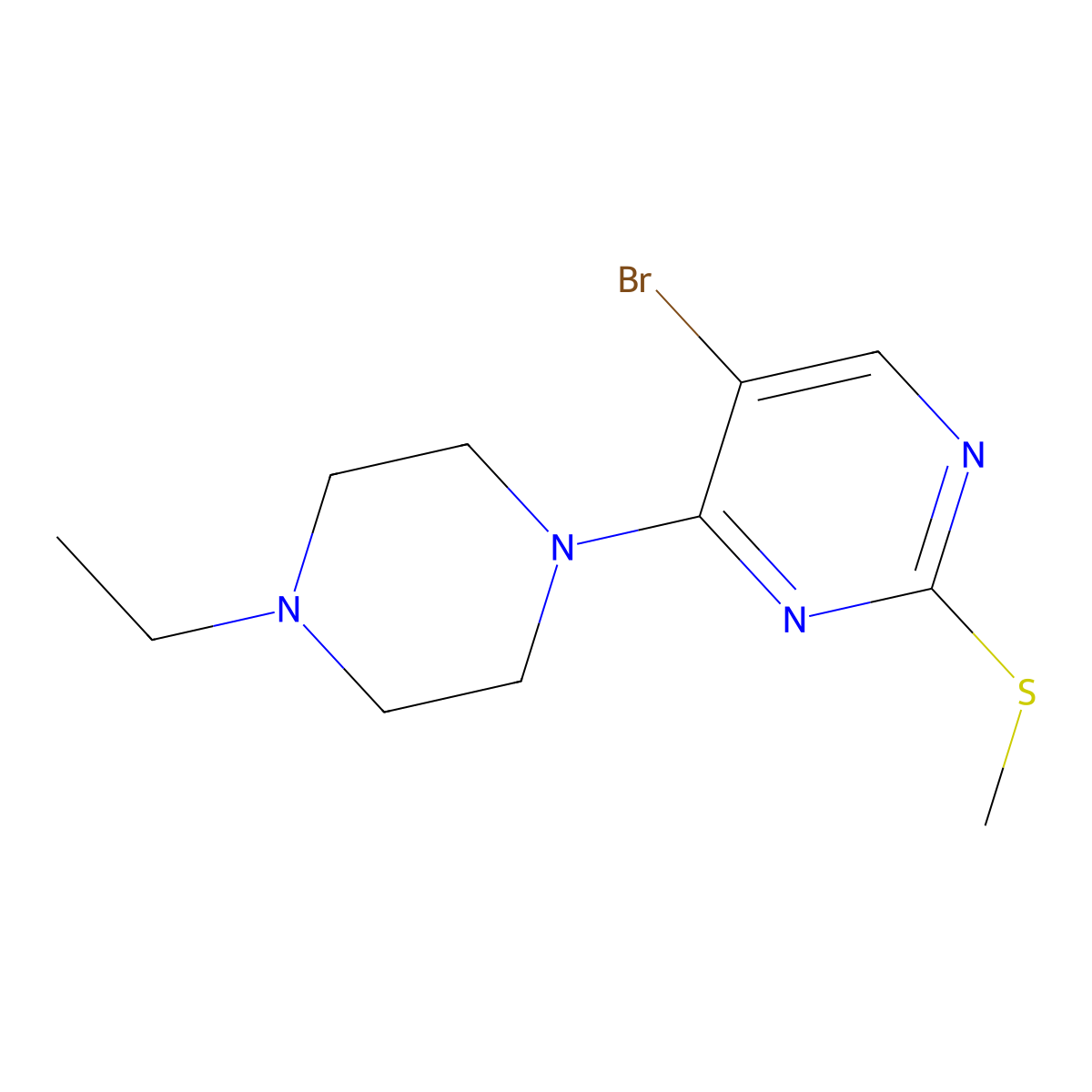 5-Bromo-4-(4-ethylpiperazin-1-yl)-2-(methylsulfanyl)pyrimidine molecular structure, CAS 2877659-85-1